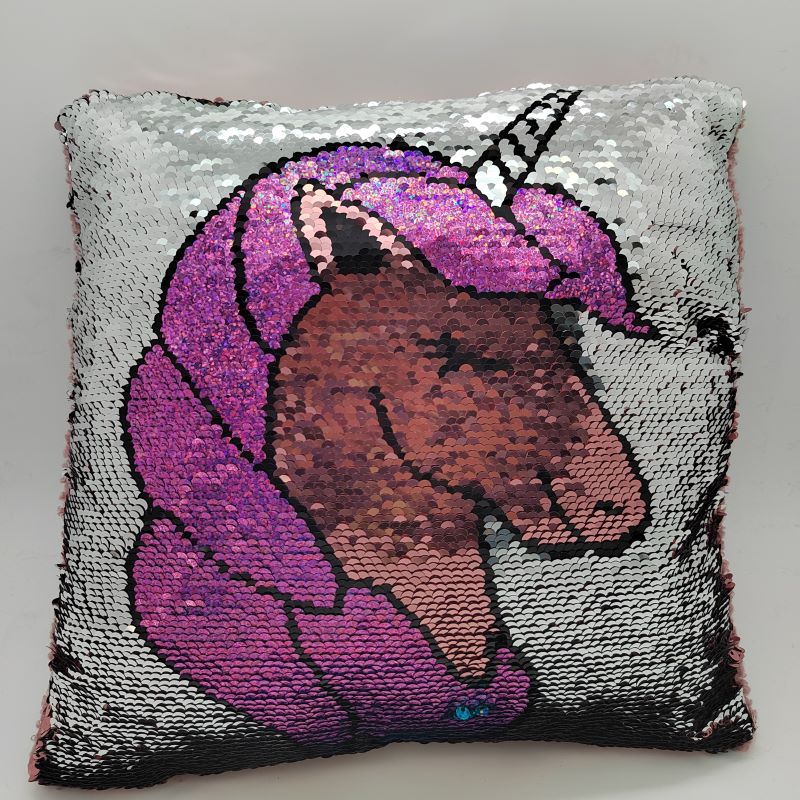 Two Tone Reversible Sequins Decorative Throw Pillows (4)